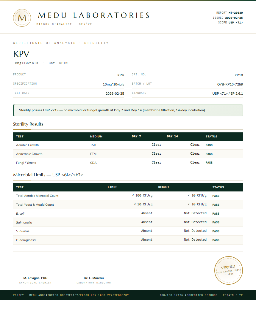 KPV Sterility report by Medutest